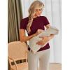 Ekouaer Maternity Shirts Womens 3 Packs Short Sleeve Ribbed Pregnancy Tops Side Ruched Crew Neck Tunic Mama Clothes S-XXL(3pcs Black/ Burgundy Red/ Dark Green)