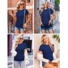 Ekouaer Maternity Shirts Womens 3 Packs Short Sleeve Ribbed Pregnancy Tops Side Ruched Crew Neck Tunic Mama Clothes S-XXL(3pcs Black/ Burgundy Red/ Navy Blue)
