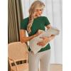 Ekouaer Maternity Shirts Womens 3 Packs Short Sleeve Ribbed Pregnancy Tops Side Ruched Crew Neck Tunic Mama Clothes S-XXL(3pcs Black/ Grey/ Dark Green)