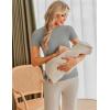 Ekouaer Maternity Shirts Womens 3 Packs Short Sleeve Ribbed Pregnancy Tops Side Ruched Crew Neck Tunic Mama Clothes S-XXL(3pcs Black/ Grey/ Dirty Pink)