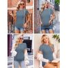 Ekouaer Maternity Shirts Womens 3 Packs Short Sleeve Ribbed Pregnancy Tops Side Ruched Crew Neck Tunic Mama Clothes S-XXL(3pcs Black/ Grey/ Gray Blue)