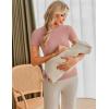 Ekouaer Maternity Shirts Womens 3 Packs Short Sleeve Ribbed Pregnancy Tops Side Ruched Crew Neck Tunic Mama Clothes S-XXL(3pcs Black/ White/ Dirty Pink)
