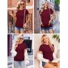 Ekouaer Maternity Shirts Womens 3 Packs Short Sleeve Ribbed Pregnancy Tops Side Ruched Crew Neck Tunic Mama Clothes S-XXL(3pcs Burgundy Red/ Grey/ Light Green)