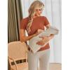 Ekouaer Maternity Shirts Womens 3 Packs Short Sleeve Ribbed Pregnancy Tops Side Ruched Crew Neck Tunic Mama Clothes S-XXL(3pcs Caramel/ Burgundy Red/ Grey)