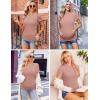 Ekouaer Maternity Shirts Womens 3 Packs Short Sleeve Ribbed Pregnancy Tops Side Ruched Crew Neck Tunic Mama Clothes S-XXL(3pcs Dirty Pink/ Grey/ Light Green)