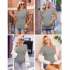 Ekouaer Maternity Shirts Womens 3 Packs Short Sleeve Ribbed Pregnancy Tops Side Ruched Crew Neck Tunic Mama Clothes S-XXL(3pcs Light Blue/ Grey/ Light Green)
