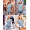 Ekouaer Maternity Shirts Womens 3 Packs Short Sleeve Ribbed Pregnancy Tops Side Ruched Crew Neck Tunic Mama Clothes S-XXL(3pcs Light Blue/ Grey/ Light Green)
