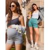 Ekouaer Maternity Shorts Over The Belly Pregnancy Lounge Summer Workout Pajama Sleep Shorts with Pockets(Green)