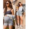 Ekouaer Maternity Shorts Over The Belly Pregnancy Lounge Summer Workout Pajama Sleep Shorts with Pockets(Heather Grey White Stripe)