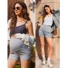 Ekouaer Maternity Shorts Over The Belly Pregnancy Lounge Summer Workout Pajama Sleep Shorts with Pockets(Lighy Grey)