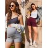 Ekouaer Maternity Shorts Over The Belly Pregnancy Lounge Summer Workout Pajama Sleep Shorts with Pockets(Maroon)