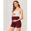 Ekouaer Maternity Shorts Over The Belly Pregnancy Lounge Summer Workout Pajama Sleep Shorts with Pockets(Maroon)