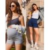 Ekouaer Maternity Shorts Over The Belly Pregnancy Lounge Summer Workout Pajama Sleep Shorts with Pockets(Navy Blue)