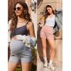 Ekouaer Maternity Shorts Over The Belly Pregnancy Lounge Summer Workout Pajama Sleep Shorts with Pockets(Pink)