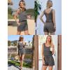 Ekouaer Rompers for Women Summer 2025 Casual Sleeveless Scoop Neck Tank Top Ribbed Short Jumpsuits Romper with Pockets(Dark Grey)