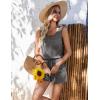Ekouaer Rompers for Women Summer 2025 Casual Sleeveless Scoop Neck Tank Top Ribbed Short Jumpsuits Romper with Pockets(Dark Grey)