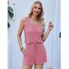 Ekouaer Rompers for Women Summer 2025 Casual Sleeveless Scoop Neck Tank Top Ribbed Short Jumpsuits Romper with Pockets(Hot Pink)