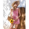 Ekouaer Rompers for Women Summer 2025 Casual Sleeveless Scoop Neck Tank Top Ribbed Short Jumpsuits Romper with Pockets(Hot Pink)