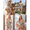 Ekouaer Rompers for Women Summer 2025 Casual Sleeveless Scoop Neck Tank Top Ribbed Short Jumpsuits Romper with Pockets(Khaki)