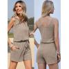Ekouaer Rompers for Women Summer 2025 Casual Sleeveless Scoop Neck Tank Top Ribbed Short Jumpsuits Romper with Pockets(Khaki)