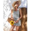 Ekouaer Rompers for Women Summer 2025 Casual Sleeveless Scoop Neck Tank Top Ribbed Short Jumpsuits Romper with Pockets(Light Grey)