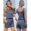 Ekouaer Rompers for Women Summer 2025 Casual Sleeveless Scoop Neck Tank Top Ribbed Short Jumpsuits Romper with Pockets(Navy Blue)