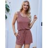 Ekouaer Rompers for Women Summer 2025 Casual Sleeveless Scoop Neck Tank Top Ribbed Short Jumpsuits Romper with Pockets(Red)