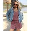 Ekouaer Rompers for Women Summer 2025 Casual Sleeveless Scoop Neck Tank Top Ribbed Short Jumpsuits Romper with Pockets(Red)