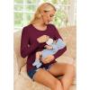 Ekouaer Women 3 Packs Nursing Shirts Long Sleeve Breastfeeding Tops Round Neck Postpartum Clothes Double Layer Maternity Tee(Black / Army Green / Dark Red)