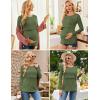 Ekouaer Women 3 Packs Nursing Shirts Long Sleeve Breastfeeding Tops Round Neck Postpartum Clothes Double Layer Maternity Tee(Black / Army Green / Dirty Pink)