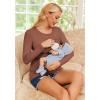 Ekouaer Women 3 Packs Nursing Shirts Long Sleeve Breastfeeding Tops Round Neck Postpartum Clothes Double Layer Maternity Tee(Black / Dirty Pink / Deep Brown)