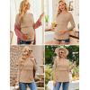 Ekouaer Women 3 Packs Nursing Shirts Long Sleeve Breastfeeding Tops Round Neck Postpartum Clothes Double Layer Maternity Tee(Black / Light Gray / Khaki)