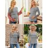 Ekouaer Women 3 Packs Nursing Shirts Long Sleeve Breastfeeding Tops Round Neck Postpartum Clothes Double Layer Maternity Tee(Black / Medium Gray / Army Green)