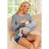 Ekouaer Women 3 Packs Nursing Shirts Long Sleeve Breastfeeding Tops Round Neck Postpartum Clothes Double Layer Maternity Tee(Black / Medium Gray / Army Green)