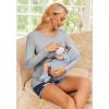 Ekouaer Women 3 Packs Nursing Shirts Long Sleeve Breastfeeding Tops Round Neck Postpartum Clothes Double Layer Maternity Tee(Black / Medium Gray / Dirty Pink)