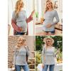 Ekouaer Women 3 Packs Nursing Shirts Long Sleeve Breastfeeding Tops Round Neck Postpartum Clothes Double Layer Maternity Tee(Black/Light Grey/Lake Green)