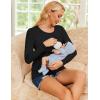 Ekouaer Women 3 Packs Nursing Shirts Long Sleeve Breastfeeding Tops Round Neck Postpartum Clothes Double Layer Maternity Tee(Black/White/Brown)