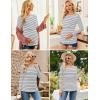 Ekouaer Women 3 Packs Nursing Shirts Long Sleeve Breastfeeding Tops Round Neck Postpartum Clothes Double Layer Maternity Tee(Lake Green / Black / Stripe Black & White)