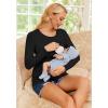 Ekouaer Women 3 Packs Nursing Shirts Long Sleeve Breastfeeding Tops Round Neck Postpartum Clothes Double Layer Maternity Tee(Light Grey / Black / Army Green)