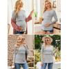 Ekouaer Women 3 Packs Nursing Shirts Long Sleeve Breastfeeding Tops Round Neck Postpartum Clothes Double Layer Maternity Tee(Light Grey / Black / Army Green)