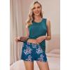 Ekouaer Women Maternity Nursing Pajama Set Breastfeeding Double Layer Pregnancy Pjs Set Sleeveless Top & Shorts with Pockets(B-floral Green)