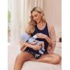 Ekouaer Women Maternity Nursing Pajama Set Breastfeeding Double Layer Pregnancy Pjs Set Sleeveless Top & Shorts with Pockets(B-floral Navy Blue)