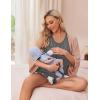 Ekouaer Women Maternity Nursing Pajama Set Breastfeeding Double Layer Pregnancy Pjs Set Sleeveless Top & Shorts with Pockets(B-flower Gray)
