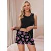 Ekouaer Women Maternity Nursing Pajama Set Breastfeeding Double Layer Pregnancy Pjs Set Sleeveless Top & Shorts with Pockets(Floral Black)