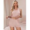 Ekouaer Women Maternity Nursing Pajama Set Breastfeeding Double Layer Pregnancy Pjs Set Sleeveless Top & Shorts with Pockets(Pink)