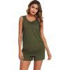 Ekouaer Women Maternity Nursing Pajama Set Breastfeeding Double Layer Pregnancy Pjs Set Sleeveless Top & Shorts with Pockets(S-army Green)