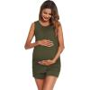 Ekouaer Women Maternity Nursing Pajama Set Breastfeeding Double Layer Pregnancy Pjs Set Sleeveless Top & Shorts with Pockets(S-army Green)