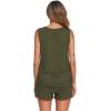 Ekouaer Women Maternity Nursing Pajama Set Breastfeeding Double Layer Pregnancy Pjs Set Sleeveless Top & Shorts with Pockets(S-army Green)