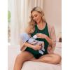 Ekouaer Women Maternity Nursing Pajama Set Breastfeeding Double Layer Pregnancy Pjs Set Sleeveless Top & Shorts with Pockets(S-dark Green)