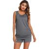 Ekouaer Women Maternity Nursing Pajama Set Breastfeeding Double Layer Pregnancy Pjs Set Sleeveless Top & Shorts with Pockets(S-dark Grey)